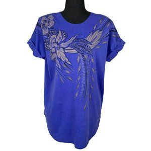 2/$25 - PICADILY Fashions Bedazzled Floral Paisley Short Sleeve Top